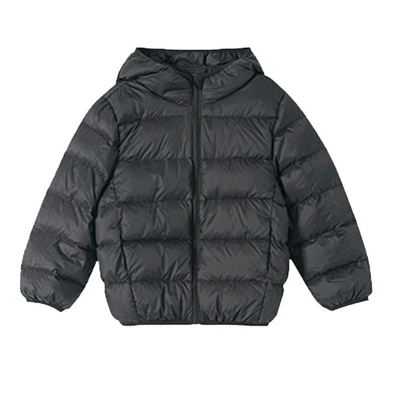 Glisme Girls Winter Down Jacket Packable Hooded Jacket Black Lightweight Outerwear Size 18-24 Months