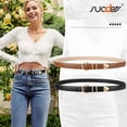 thumbnail image 3 of SUOSDEY Women Leather Belts for Jeans Gold Buckle Ladies Leather Belt 2 Pack, 3 of 7