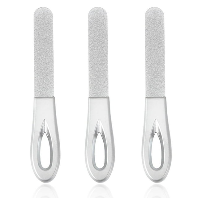 Bamboohart 3 Pcs Stainless Steel Nail Files Non Slip Handle Grit Fingernail File Metal Nail File Emery Boards for Natural Nails
