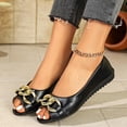thumbnail image 4 of Women’s Casual Faux Leather Peep-Toe Slingback Flats,Soft Cushioned Insole Loafers,Elastic Slingback Strap,Durable Stitching,Indoor Outdoor Daily Wear,Fashionable Comfortable Summer Shoes Black, 4 of 9