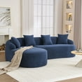 thumbnail image 3 of L-Shape Sectional Sofa with Curved Chaise in Navy Blue Chenille, 30D High-Density Foam and Spring Construction for Comfortable Apartment Living Room Seating, 3 of 9
