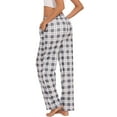 thumbnail image 5 of Aboser Black and White Plaid Pajama Pants Womens Soft Lounge Pants Casual Wide Leg Pjs Buttoms Loose High Waist Sleepwear Cozy Long Pants with Pockets, 5 of 5