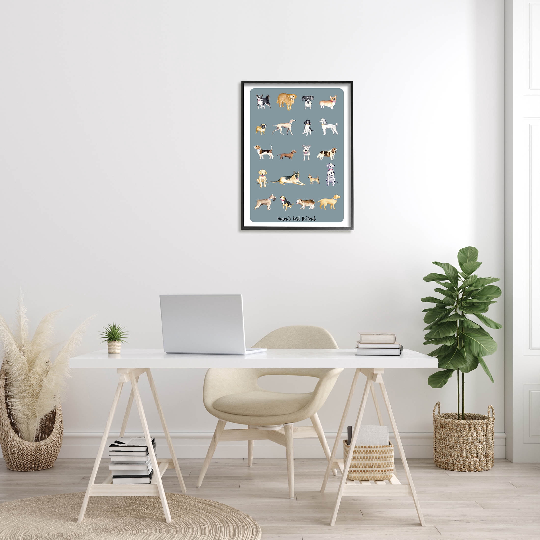 Man's Best Friend Dog Breeds Animals & Insects Graphic Art Black Framed Art Print Wall Art