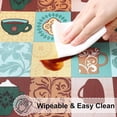 thumbnail image 4 of Round Fitted Tablecloth with Elastic Edge, 100% Waterproof Oil Proof Plastic Table Cover, Vinyl Flannel Backed Tablecloth Fits 36"-44" Round Tables for Dinner, Outdoor, Picnic, Patterned Cups, 4 of 4