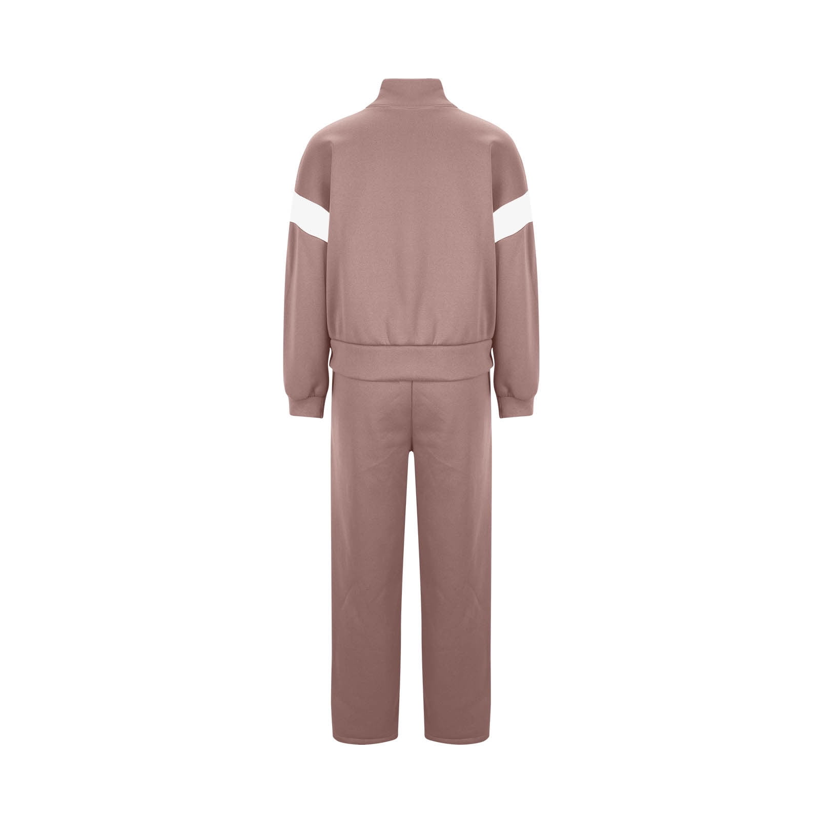 YUGYXL Womens Color Block Tracksuit 2 Pieces Outfits Long Sleeve Zipper Jacket and Pants Sportswear Sweatsuits with Pocket Khaki S