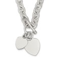 thumbnail image 1 of Sterling Silver Engraveable Heart Disc on Fancy Link Toggle Necklace (Weight: 88.15 Grams, Length: 18 Inches), 1 of 2