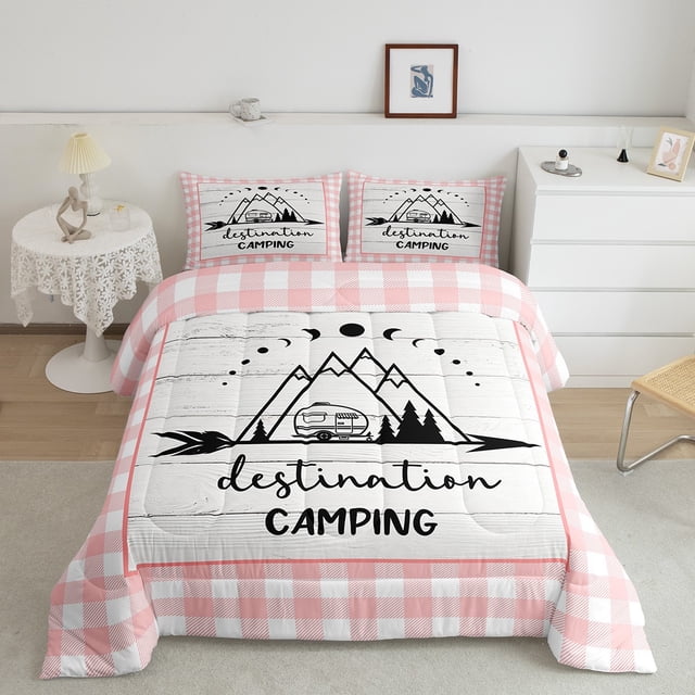 Erosebridal Rustic RV Car Bedding Queen Comforter Set, Camper Down Comforter, Jungle Adventure Decor, 3 Pieces