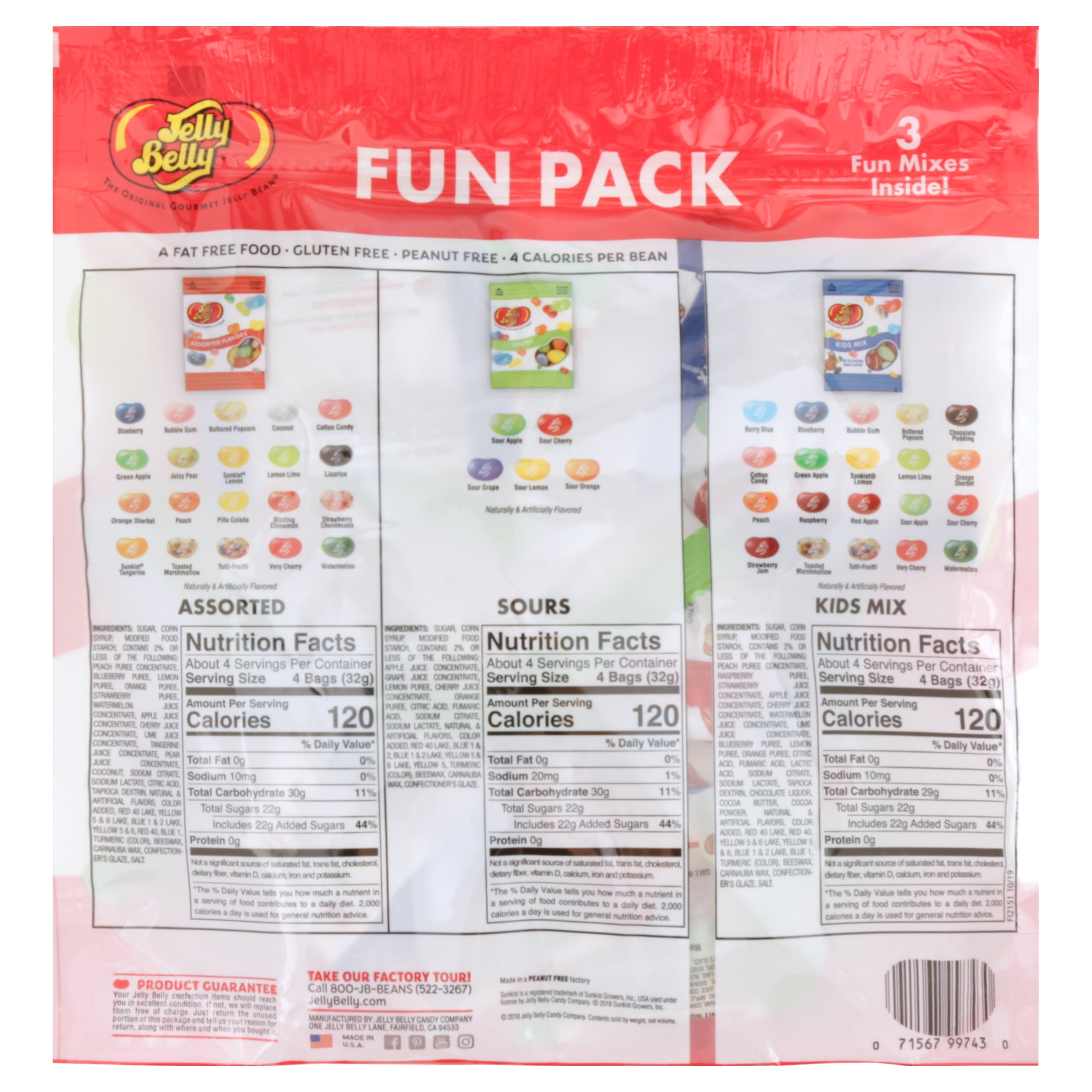 Jelly Belly Gluten-Free Assorted Fun Pack Jelly Beans, 12.6 Oz