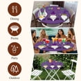 thumbnail image 4 of Round Fitted Tablecloth with Elastic Edge, Purple Carnival Cute Gnomes Fitted Table Cloth for Round Tables, Mardi Gras Waterproof Tablecloth for Outdoor Picnic Party 36-44in, 4 of 9