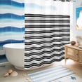 thumbnail image 5 of No Hook Shower Curtain, Boho Black Stripe Shower Curtains for Bathroom with See Through Top Window, Abstract Geometric White Minimalist Waterproof & Washable Bath Curtain Extra Long 72"x96", 5 of 9