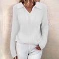 thumbnail image 3 of Suéter de punto para mujer Otoño Invierno Solapa Color sólido Slim V Cuello Tops Ropa Blanco XXL, 3 of 5