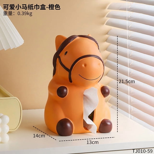 EGNMCR Cute Horse Tissue Box Soft Rubber Decorative Tissue Dispenser Tissue Box For Living Room Bedroom Desk Home Decor Tissue container