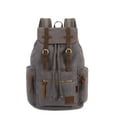 thumbnail image 1 of KAUKKO Vintage Casual Canvas and Leather Rucksack Backpack, 1Grey, 1 of 5