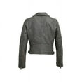 thumbnail image 3 of BLUE WELLFORD Alley Women's Gray Leather Perfecto Jacket Stylish Biker Design with Lapel Collar, Shoulder Padding, & Zipped Side Pockets, 3 of 3