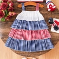 thumbnail image 4 of lnmuld Independence Day Toddler Girls 4th of July Tiered Dress Red White Blue Gingham Embroidery Sleeveless Party Outfit Size:3-4 Years, 4 of 5