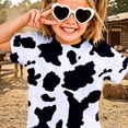 thumbnail image 2 of WERYOUNG Boys Girls Cow Print Shirt Crewneck Short Sleeve Graphic Tees Cute Casual Summer Vacation T Shirts For Kids Back To School Soft Top 2-3 Years, 2 of 6