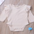 thumbnail image 2 of Infant Newborn Baby Boy Girl Long Sleeve Romper Cotton Ruffled Solid Color Bodysuit, 2 of 6