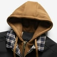 thumbnail image 4 of Zedker Fleece Jacket for Men Splicing Plaid Zip Up Coat Hooded Fake Two-Piece Jackets Quilted Lined Casual Outwear with Pockets Black L, 4 of 9
