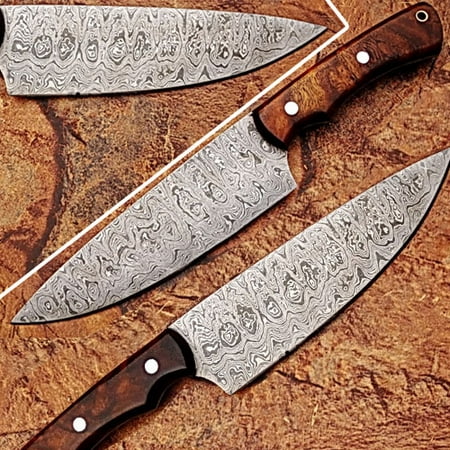 White Deer Damascus Cocco Bolo Wood Handle Chef Knife Kitchen