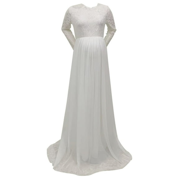 Celivon Womens Long Sleeve Maternity Dress Lace Spell Press Sexy Loose Trailing Long Soft Flattering Comfy Pregnancy Clothes