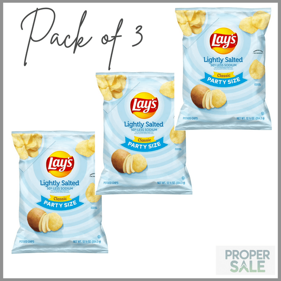 Lay's Potato Chips Lightly Salted Party Size 12.5 Ounce Bag ( PACK OF 3 )