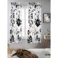 thumbnail image 5 of Vintage Flowers Curtains 72 Inch Length, Sheer Curtains for Bedroom Living Room Window Black White Farmhouse Floral Plants Rod Pocket Voile Drapes Kitchen Curtains Small Half Window 52"x72" 2 Panels, 5 of 6