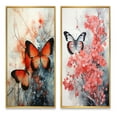 thumbnail image 2 of Designart "Orange Teal Butterfly Euphony Of Wings" Butterfly Framed Wall Art Set Of 2 - Orange Animals Frame Gallery Set For Office Decor, 2 of 7