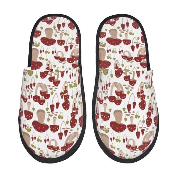 Fotbe Mushroom Pantuflas Peludas para Mujer con Estampado, Zapatillas de Peluche, Zapatos de Invierno para Casa, Uso Interior y Exterior-Medium