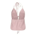 thumbnail image 4 of TrendOFT Halter Crop Tops for Women Y2K Drawstring Tie Ruched Dressy Casual Spaghetti Strap Cami Top Pink XL, 4 of 7