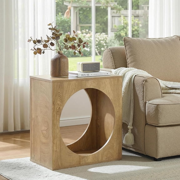 Tribesigns End Table for Living Room, Modern Wooden Side Table for Small Spaces, Living Room, Bedroom, Light Oak