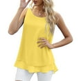 thumbnail image 5 of Prolriy Tank Tops for Women, Women Chiffon Tank Sleeveless Top Double Casual Blouse Tunic Womens Tops Summer Tops for Women Trendy Yellow XL, 5 of 7