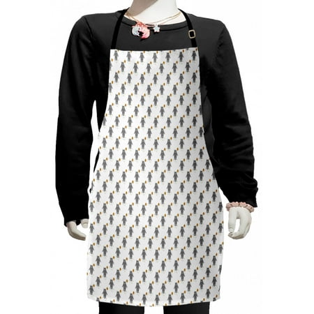 

Cartoon Kids Apron Continuous Funny Bear Holding Hello Balloon on Plain Background Boys Girls Apron Bib with Adjustable Ties for Cooking Baking Painting Pale Coffee Dimgray by Ambesonne