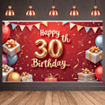 thumbnail image 6 of Gold Balloon 30th Birthday Banner Gift Box Display Colorful Balloons Red Background Birthday Celebration Background for 30th Birthday Party Adult Celebration Indoor Decoration, 6 of 9