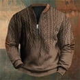 thumbnail image 2 of XIAOCHA Mens Sweatshirt Autumn Winter Vintage Cable Knit Half Zip Sweatshirt Vintage Patch Trendy Pullover Slim Fit Sporty Top Streetwear L, 2 of 3