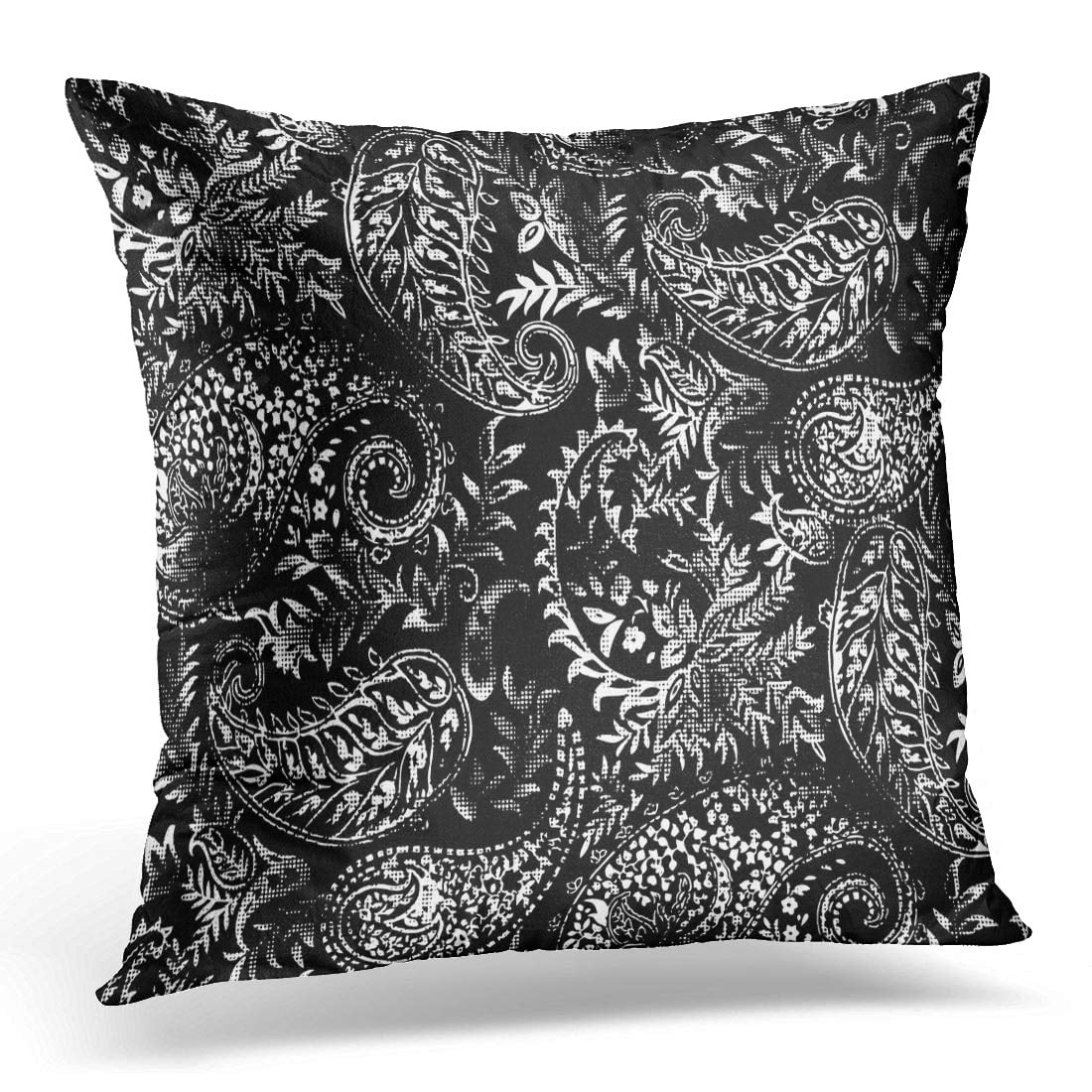 ECCOT Floral Black and White Paisley Flower Pillowcase Pillow Cover ...