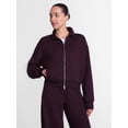 thumbnail image 3 of Athletic Works Women's Cropped Fleece Bomber Jacket with Long Sleeves, Sizes XS-XXL, 3 of 7