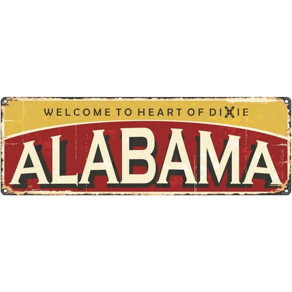 Metal Wall Decor Alabama Metal Tin Sign Decorative Plaque Farmhouse Country Home Decor 6 X 16