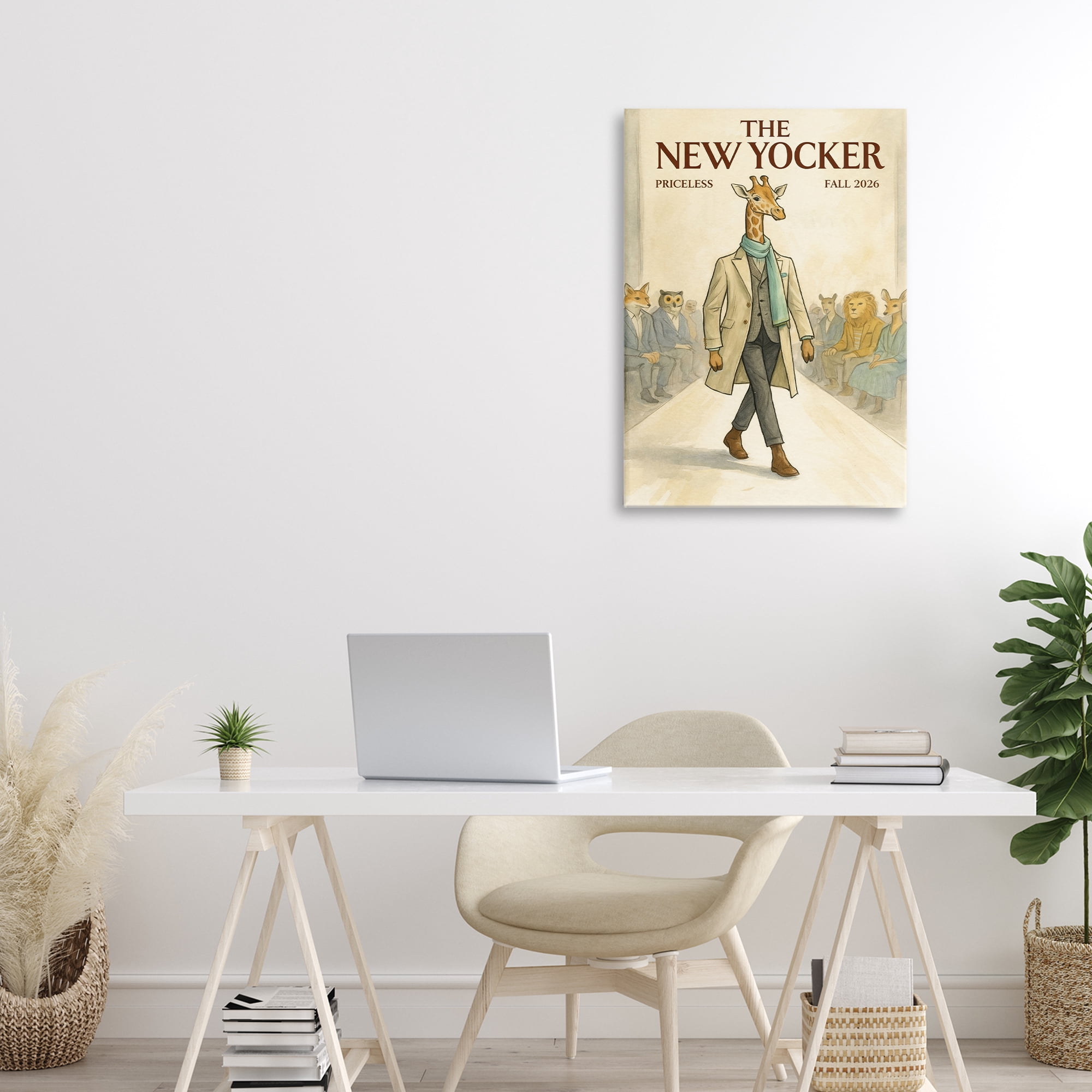 Stupell Industries New Yocker Giraffe Model Canvas Wall Art, design by Grotto Studios