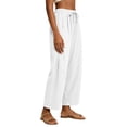 thumbnail image 7 of Linen Barrel Pants Women Drawstring High Waisted Wide Leg Trousers Summer Lounge Pants with Pockets Boho Beach Pant, XL, 7 of 7