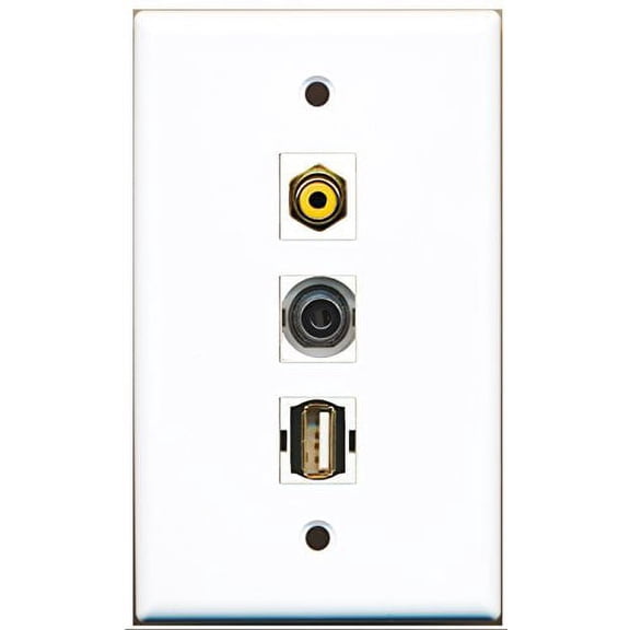 RiteAV - 1 Port RCA Yellow and 1 Port USB A-A and 1 Port 3.5mm Wall Plate