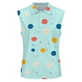 thumbnail image 4 of DHFJKG Polo Shirts For Women Polka Dot Sleeveless Turndown Collar Loose Fit Stretchy Soft Golf Tennis Shirts Trendy Tops, 4 of 5