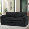 thumbnail image 2 of FamiTOP 69" Comfortable 2 Seater Sofa w/Thick Seat & Backrest Cushion, Chenille Modern Couch with Soft Pillows, Upholstered Loveseat Sofa w/Sturdy Frame for Bedroom, Office, Living Room, Black, 2 of 7