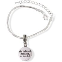 She Believed She Could So She Did Snake Chain Charm Bracelet