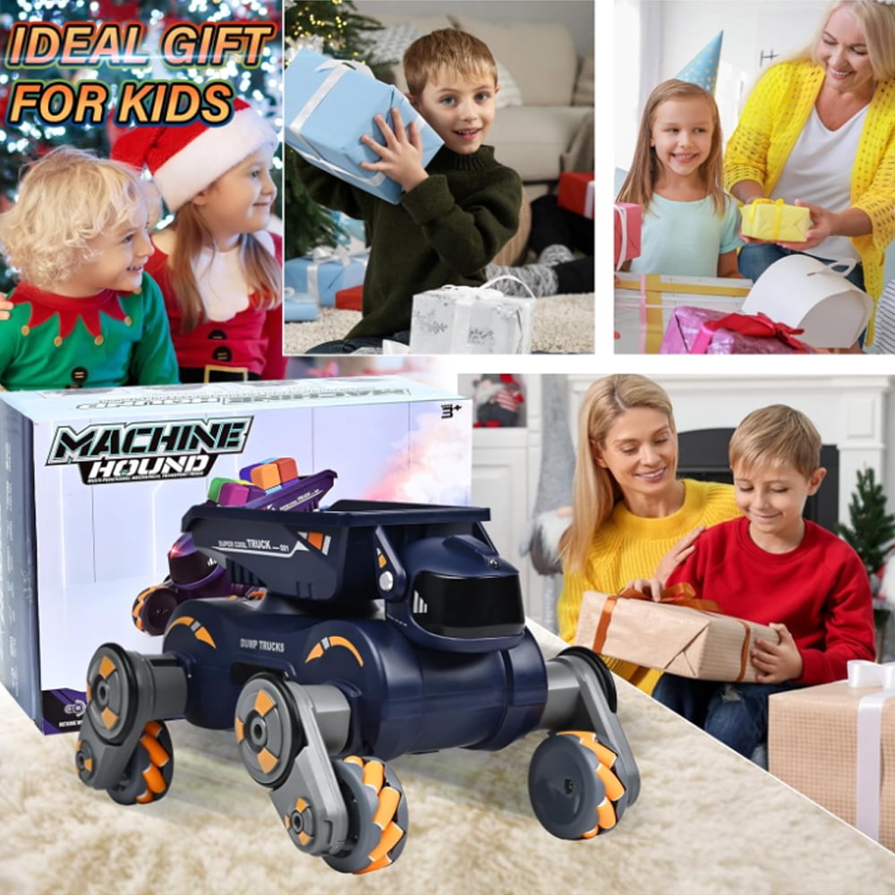 4WD Robot Dog Toys for Boys Girls, Remote Control Car for Kids Ages 5-7, 360° Rolling RC Car Stunt Kids Toy with Light Music Gesture Sensing Trucks for 8-12 Birthday Gift