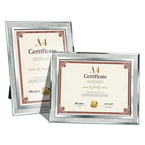 Amazing Roo Certificate Picture Frames A4 Size Mirrored Glass Document