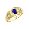 thumbnail image 3 of RYLOS Men's Rings 14K Yellow Gold Rings Classic Designer Style 8X6MM Oval Gemstone & Diamond Ring Lapis Setpember Birthstone Rings For Men Size 9, 3 of 7