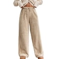 thumbnail image 2 of Kureaily Winter Fuzzy Pants Elastic Waist Straight Leg Long Pants Casual Sweatpants Loose Lounge Trousers, 2 of 5