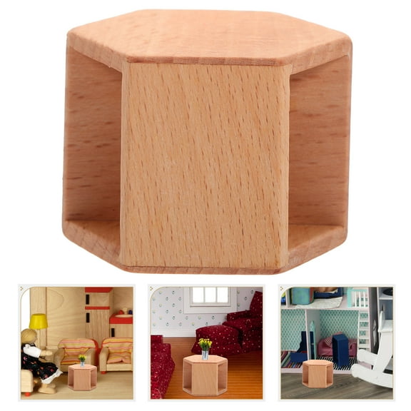 LOLIPPYY Miniature Side Table 1Pack Unfinished Dollhouse Furniture Light Brown 5.20X4.60X4.00CM Wood DIY Craft Material