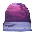 thumbnail image 7 of Naloa Purple Moon Tree Night Sky Soft Beanie Hat, Knit Beanie Daily Beanie in Fine Knit for Women Men Winter Travel, Outdoor, 7 of 7