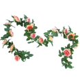 thumbnail image 1 of Fake Rose Vine Floral Garland Artificial Flowers for Hotel Wedding Home Party Garden Decor (Orange), 1 of 2